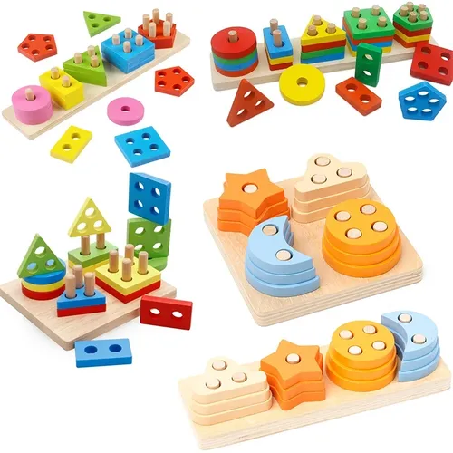 Montessori Holz Lernspiel zeug für Kinder 1 2y Baby Form Farb sortierer Block Puzzles Kleinkind