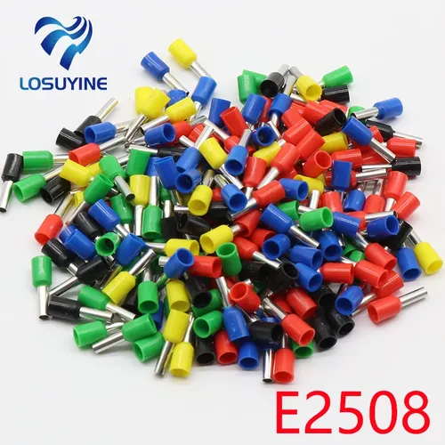 E2508 Rohr isolierende terminals 2 5 MM2 100PCS/Pack Isolierte Kabel Draht Stecker Isolierende Crimp