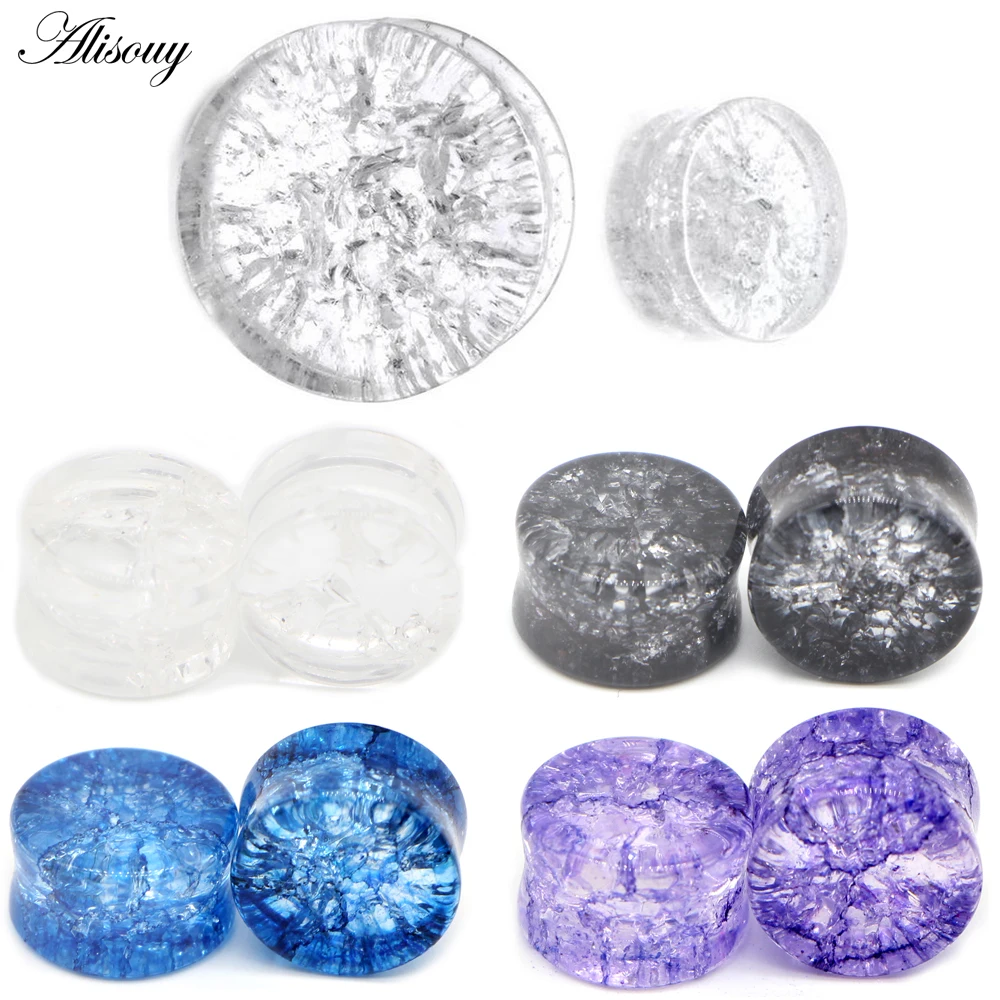 Alisouy Hot 2 stücke Glas Ohrstöpsel und Tunnel Schmuck Messgeräte Doppel Flare Ohr Sattel Stecker Expander Piercing Sexy Körper schmuck Image