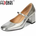 Fedonas dicke High Heels Frauen Pumps Frühling Sommer Echt leder Mary Jane Schuhe Frau elegante