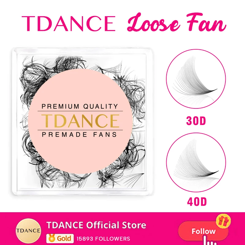 TDANCE 30D/40D Lose Fächer Spitze Basis Volumen Wimpern Professionelle Mittlerer Stiel Scharfe Dünne Vorgefertigte Volumenfächer Wimpernverlängerungen Image