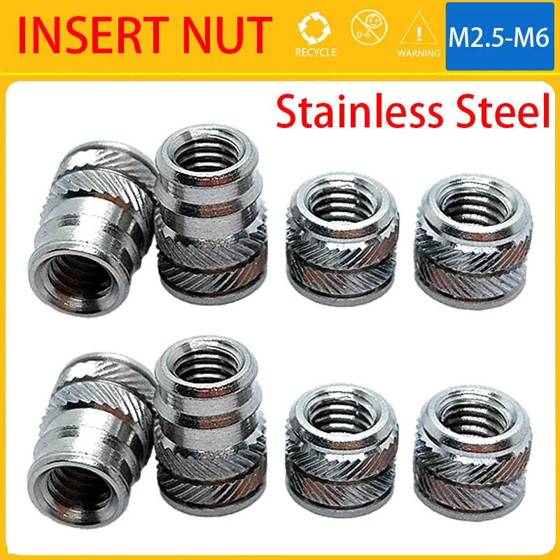 M2,5 M3 M4 M5 M6 Einsatz Muttern Edelstahl Wärme Set Hot Melt Gewinde Einsetzen Spritzguss Einbettungs Mutter Für 3d Drucker Image