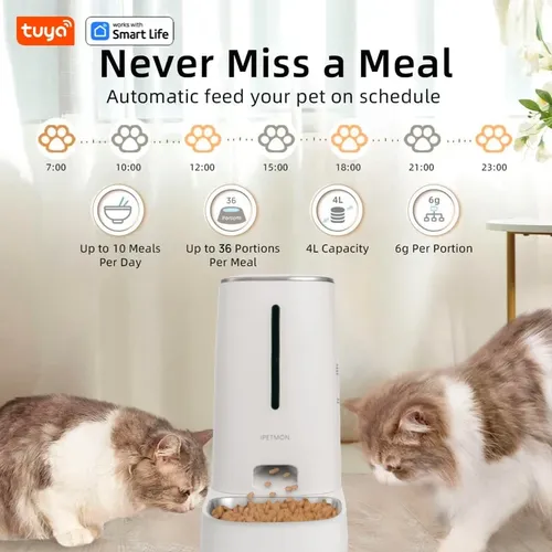 4l automatischer Tierfutter automat für 1/2 Katzen Wifi Smart Feed automatischer Tierfutter automat