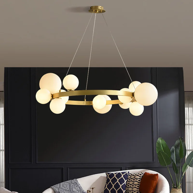 Nordische Glaskugel führte Kronleuchter Wohnzimmer Esszimmer Pendel leuchten für Schlafzimmer Schwarz gold Wohnkultur hängende Leuchte