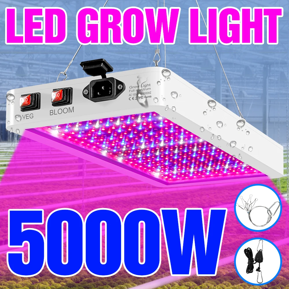 5000W Indoor LED Pflanzenlampe LED Pflanzenleuchte 220V Vollspektrum Phytolampe 4000W 110V Hydroponik LED Panel Lampe