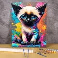 DIY Malerei nach Zahlen malen Kit Fett malerei Katze Bild Färbung nach Zahlen Leinwand Gemälde für