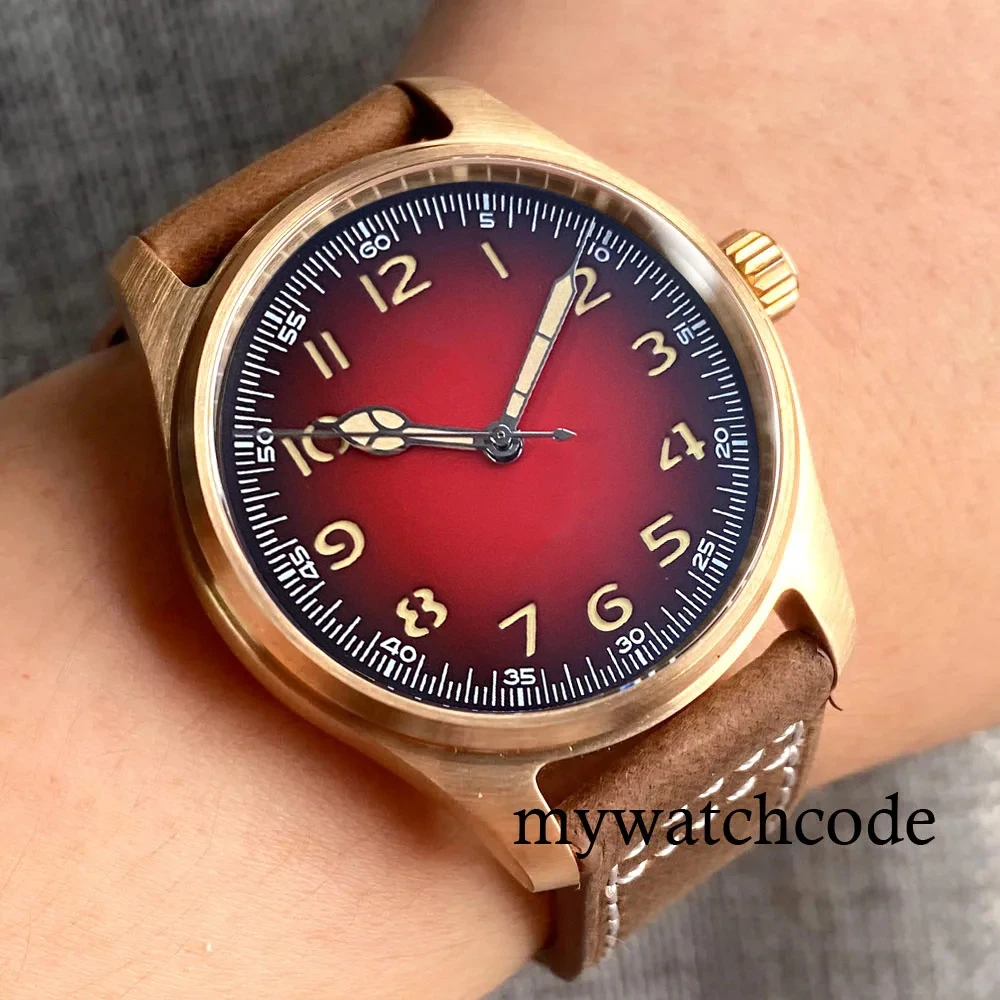 Echte CuSn8 Bronze Dive Khaki Field Pilot mechanische Uhr für Herren 200 m wasserdicht polnische Lünette NH35AA Movt Beige Schlangenzeiger Image