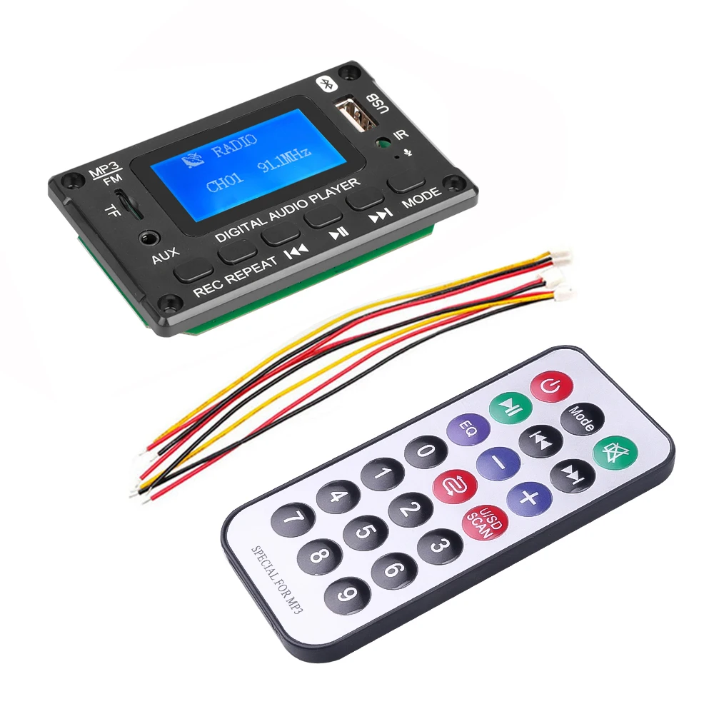 DC 5V 12V MP3 Decoder Board Decoder Bluetooth 5,0 LCD Display MP3 Player Audio Modul TF USB FM Auto Radio Freisprecheinrichtung Für Lautsprecher Image