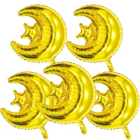 5 stücke Gold Eid Mond Stern Luftballons Ramadan Luftballons Eid Al Fitr Mylar Folie Luftballons für