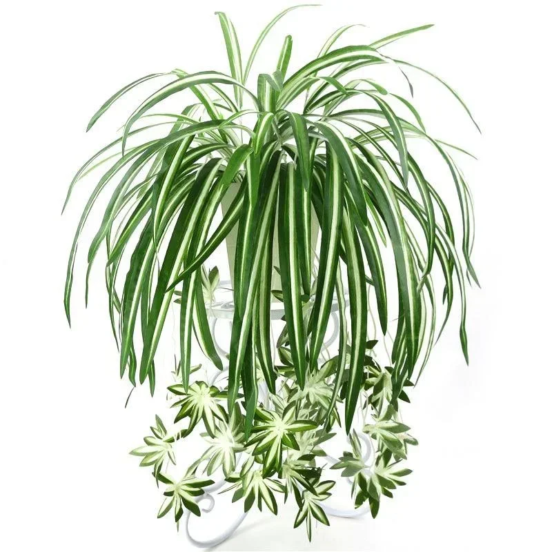 65 cm Künstliche Pflanzen Wandbehang Chlorophytum Topf Grünpflanzen PVC Gefälschte Pflanzen Simulation Blume Wohnzimmer Dekor Image