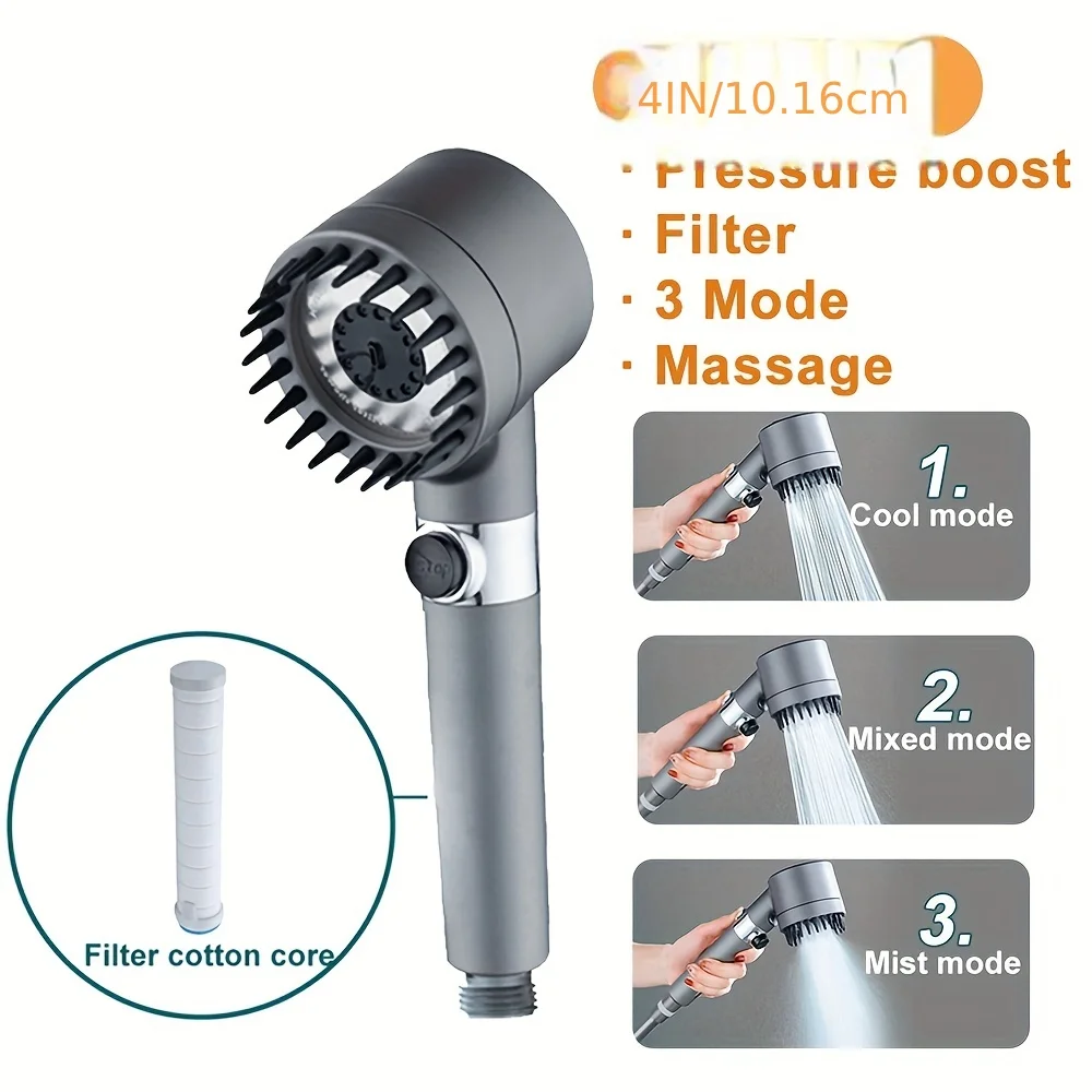1 Satz multifunktion aler Dusch kopf mit Filter-Hochdruck-Sprüh düse zum täglichen Baden, Massage bürste zur Beruhigung der Haut, b Image
