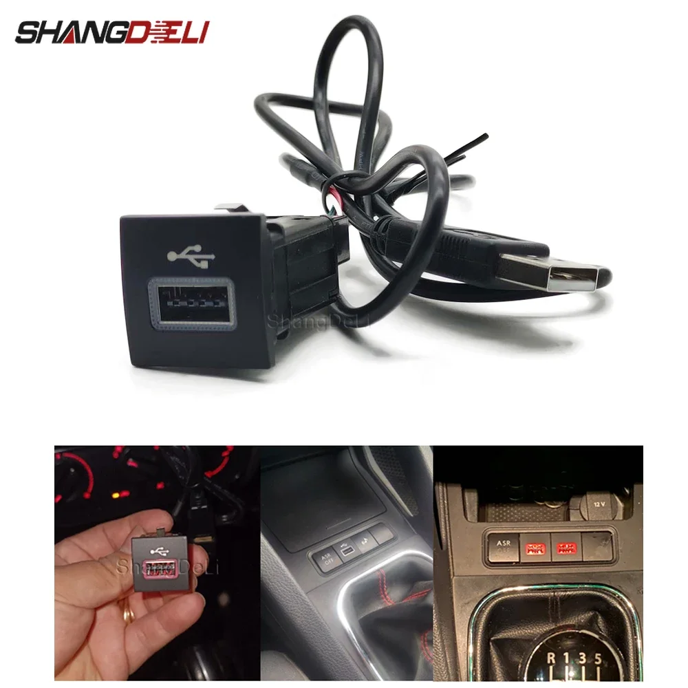 Auto-USB-Eingangsadapter, Audio-Radio, U-Disk-Blitz, Schnittstelle, Musikkabel für Volkswagen Golf 6, Jetta MK5, Caddy, EOS, Scirocco Image