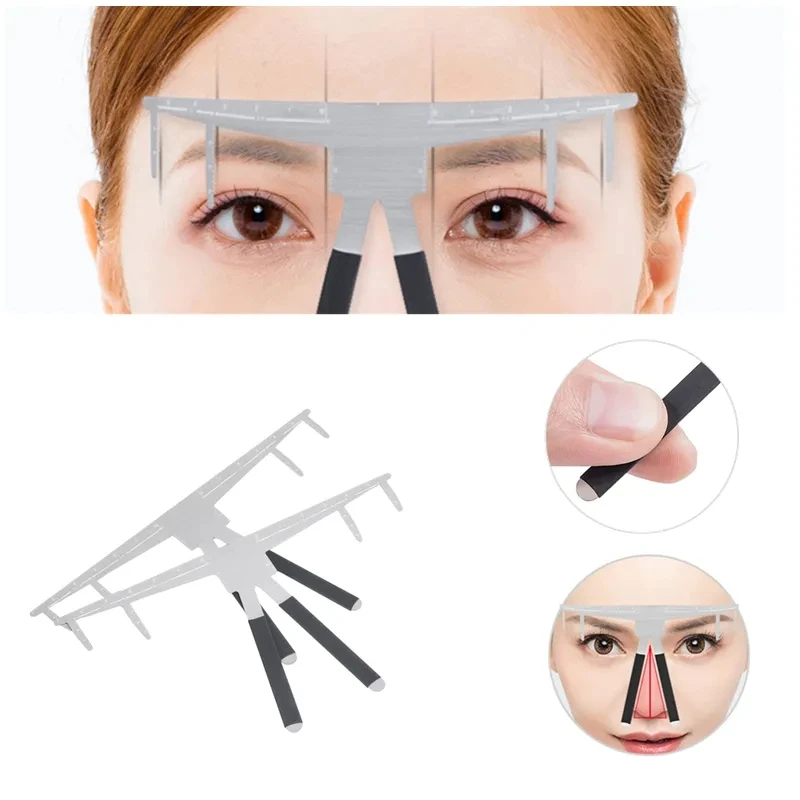 1 stücke Microb lading Augenbrauen Tattoo Schablone Lineal Drei punkt Position ierung Balance Bremssattel Stirn Lineal Make-up Messwerk zeuge Image