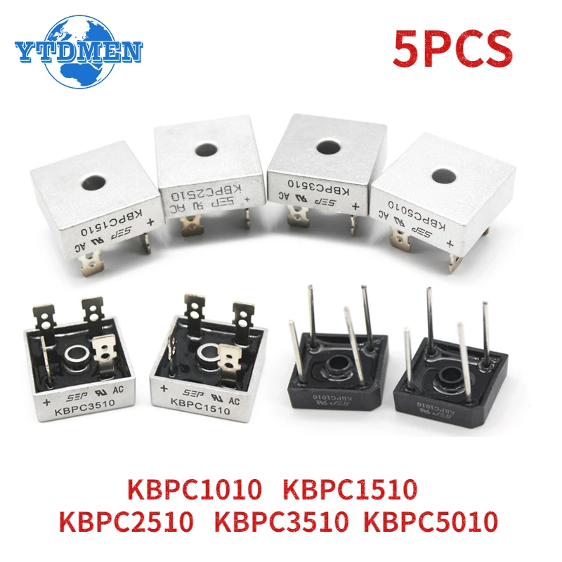 5PCS Diode Brückengleichrichter KBPC5010 KBPC1010 KBPC1510 KBPC2510 KBPC3510 Gleichrichter 10A 15A 25A 35A 50A Image