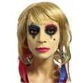 Böse clown maske horror villian clown maske harley quinn cosplay maske mit perücke zirkus karneval