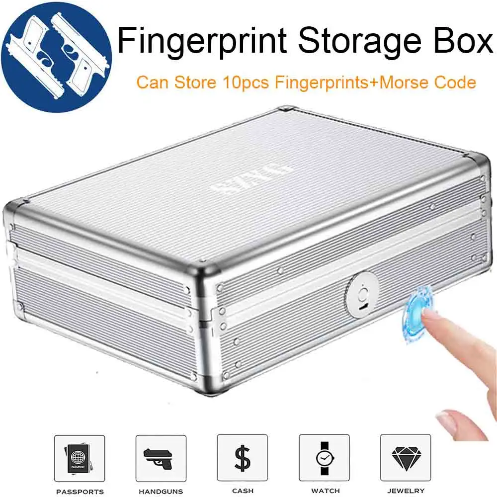 Biometrische Finger abdruck Safe Box Pistole Safe Schmuck Privatsphäre Sicherheit Aufbewahrung sbox mit Morse Code Lock intelligentes Geheimnis versteckt Safe Image