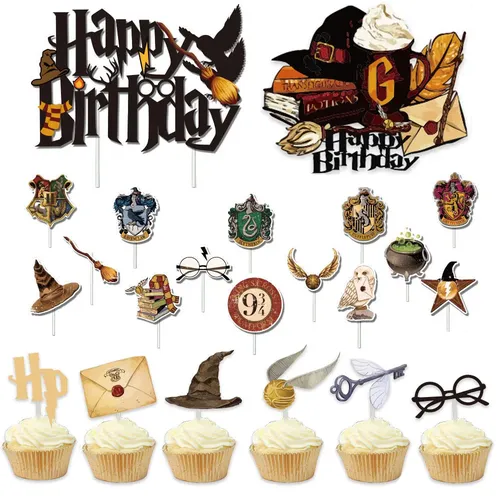 Schule der Hexerei und Zauberei themen orientierte Kuchen einfügen Topper Flagge pflanzen Hogwarts