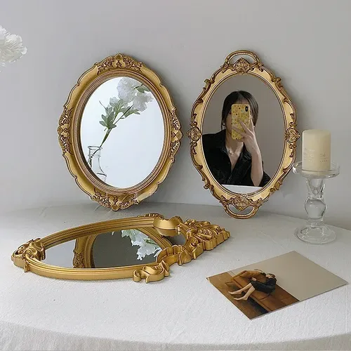 Kosmetik spiegel Barock rahmen Spiegel Golds child Wand dekorative Spiegel Platte Tablett Make-up