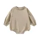 Einfarbig Sweatshirt Strampler für Infant Baby Mädchen Jungen Langarm Crewneck Übergroßen Body