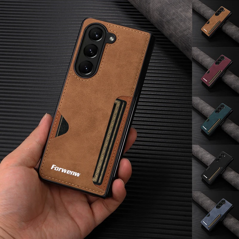 EUCAGR Luxus PU Leder Telefon Fall Für Samsung Galaxy Z Fold 7 6 5 4 3 ZFold7 stoßfest Weiche Rückseitige Abdeckung Für Galaxy Z Fold7 6