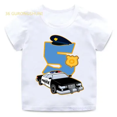 Kinder kleidung Cartoon t-shirt Für Mädchen T-shirt Mädchen t-shirts 2 3 4 5 6th geburtstag polizei