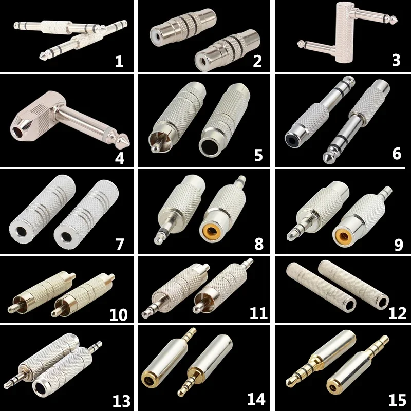 10 stücke 3,5mm Adapter Audio Stecker 1/8 "3,5mm Stecker Buchse zu RCA 2,5mm 3,5mm 6,35mm AV CCTV Mono Stereo Stecker Buchse Image