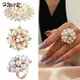 Elegante weiße Perle Kristall blume Frauen Ring Schmuck Zubehör Luxus große koreanische Blume Zirkon