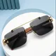 Große randlose Rechteck Sonnenbrille Frauen Vintage Metall Leopard Sonnenbrille Mode rahmenlose