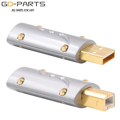 Viborg HALLO-END USB 2 0 USB Stecker Stecker Typ A B HiFi DIY DAC USB Kabel 24K Gold vergoldet