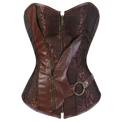 Vollbrustkorsett Top Piraten Jacquard Vintage Korsetts für Frauen Schnürkorsett Gürtel Steampunk Image