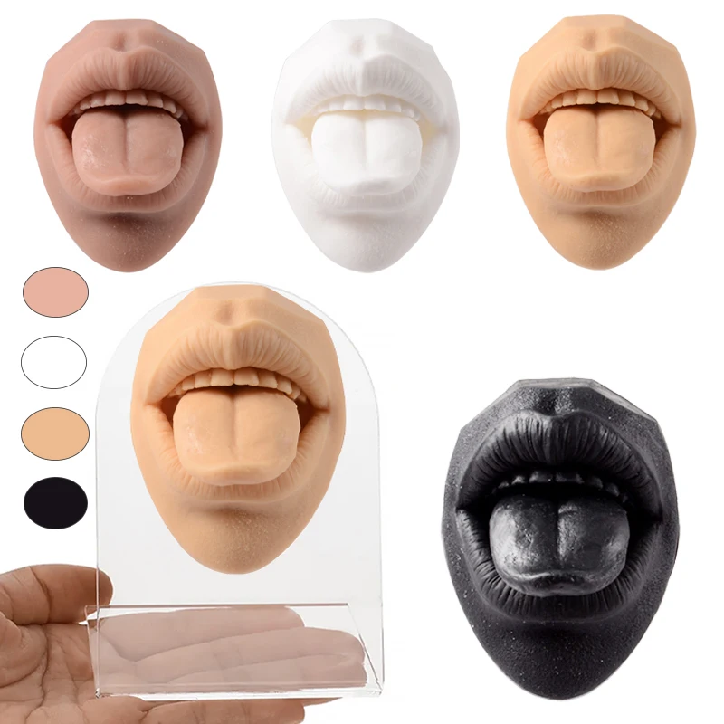 1PC 3D Mund Lip Piercing Silikon Modell Schmuck Display-ständer Praxis Form für Piercing Zunge Piercing Ausbildung Modell Werkzeuge Image