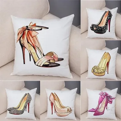 Home Kissen bezug Dekor Damen High Heel Schuhe Papier Kissen bezug für Set Schlafzimmer nach Hause Image