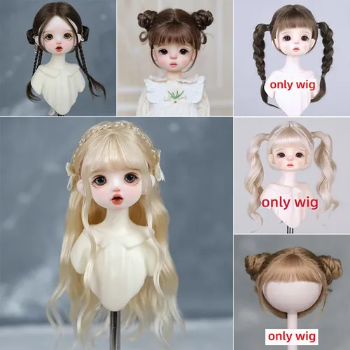 Neue 30cm Puppen süße Perücke Mode Schal lange Haare Locken für 6-7 Zoll Kopfumfang 1/6 bjd Puppe