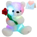 28cm weiße weiche süße Bär Plüschtiere Rose Blume Kawaii führte leichte Stofftiere für Mädchen