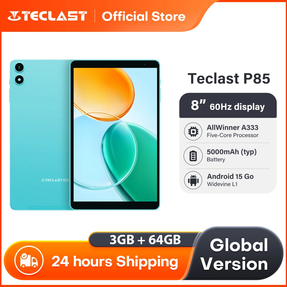 Teclast P85 Android 15 Tablet 8 Zoll IPS 3+6GB RAM 64GB ROM A333 5-Core Widevine L1 Wi-Fi 6 Typ-C 5000mAh Tablet PC Metallgehäuse Image