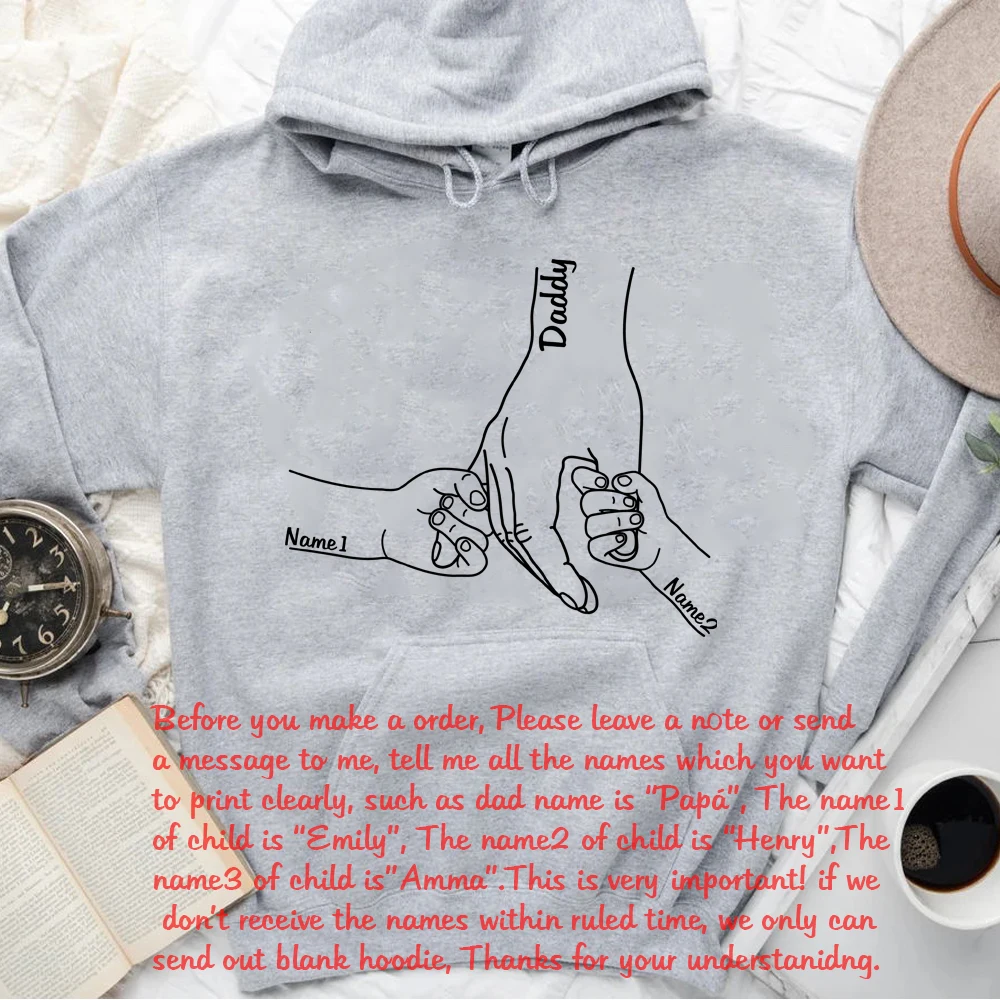 Benutzer definierte Vater und Kind halten Hände Hoodie Papa Kinder Hand Linie Sweatshirt Vatertag personal isierte Geschenk für Papa Pullover Image