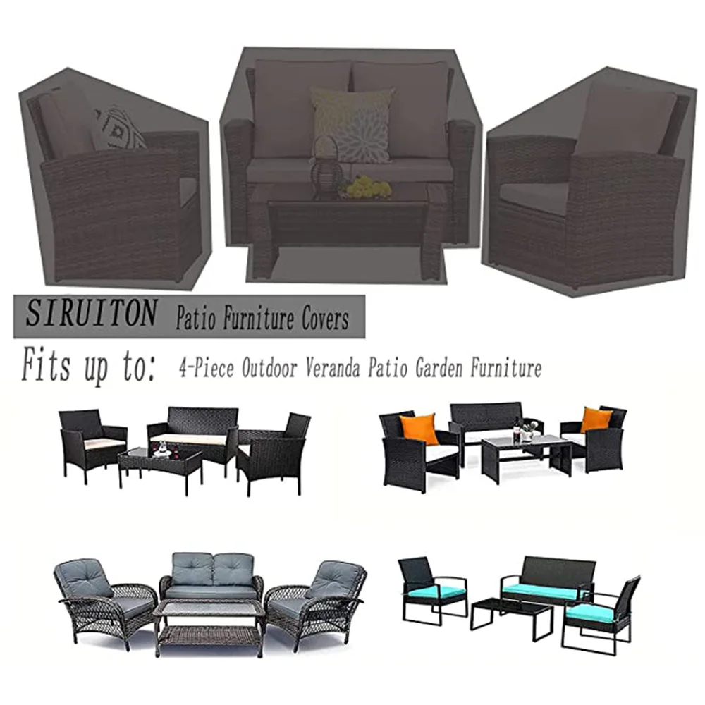 Mehrere Größen wasserdichter Stuhlbezug Möbel staubdichte Abdeckung für Rattan Tisch Würfel Stuhl Sofa Garten Terrasse Schutzhülle