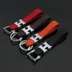 3D modische Metall Leder High-End Hufeisens chnalle H-Letter Litschi Narben Leder Schlüssel bund für