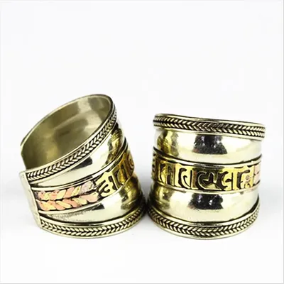 R093 Tibetischen Mantras Ring für Mann Sechs Worte Amulette Kupfer Offenen Ring OM MANI PAD MICH HUM
