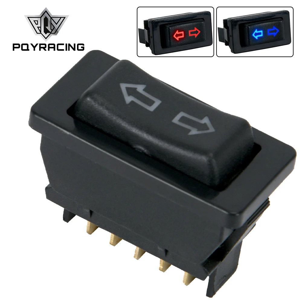 Universal Auto Auto Fensterheber Schalter Hub schalter 5 Pin DC 12V 20a blau/rot Licht Farbe und Kabelbaum Image