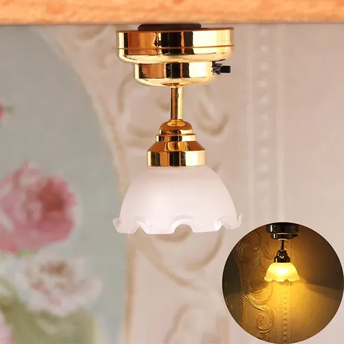 Antike Puppenhaus Miniatur LED Licht Decken leuchte Kronleuchter Möbel Beleuchtung Home Model Dekor
