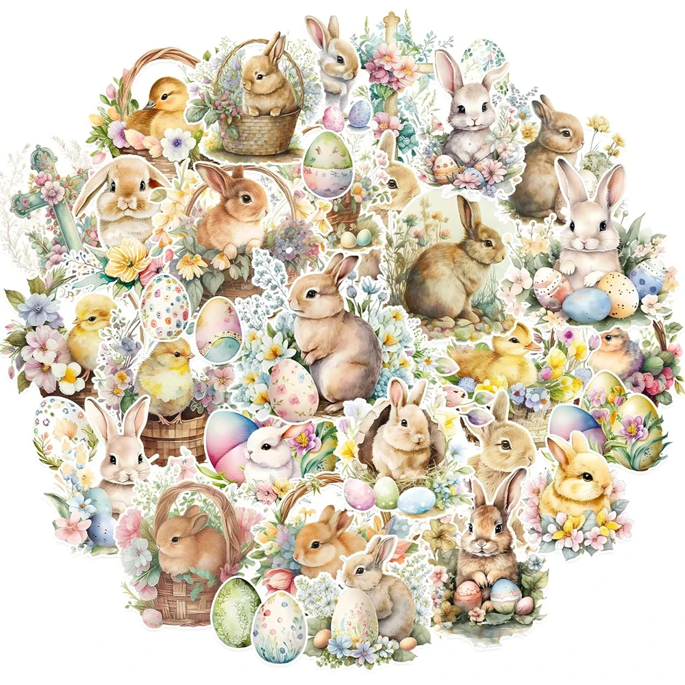 10/30/50 Stück süße Osterhasen-Eier-Aufkleber für Planer, Tagebuch, Sammelalbum, Telefon und Laptop, DIY-Kartenherstellung, Basteldekoration Image