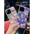 Luxus Bling Diamond Rose Handy hülle für iPhone 14 13 12 11 Pro Max Plus XR XS X 3D Blumen Perle