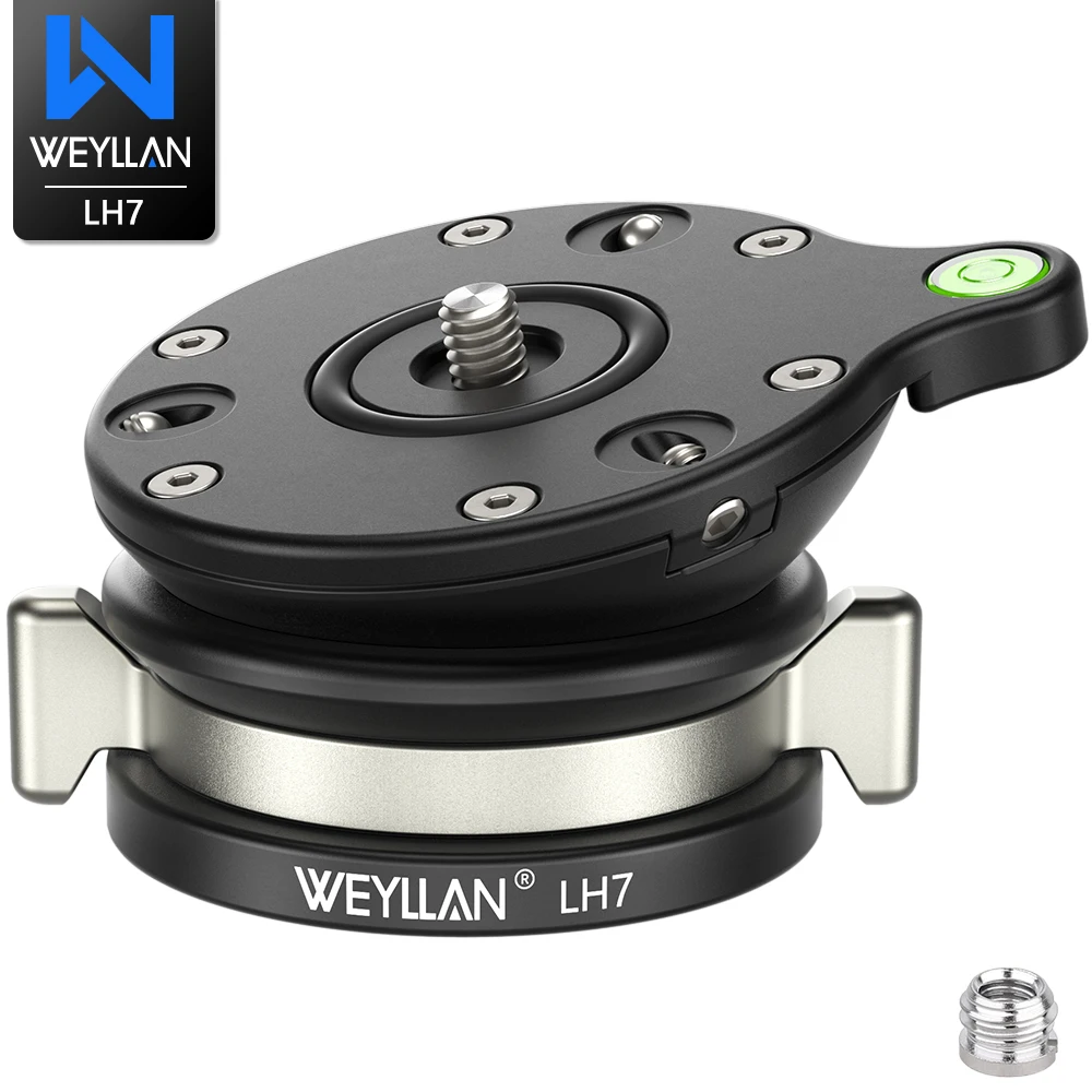 Nivellierbasis Stativkopf Kamera Nivellierer Einstellplatte Nivellierkopf mit 3/8'' 1/4" Schraube für Stativ Einbeinstativ Max. Belastung 10 kg Image