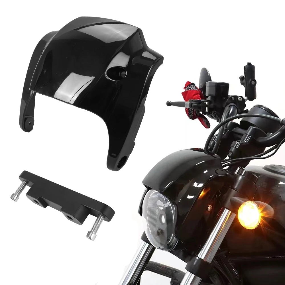 1pc Motorrad Schwarz Scheinwerfer Verkleidung Abdeckung Kurze Front Scheinwerfer Maske Für Harley V-Rod Nacht Stange Muskel 2002-2017 Image