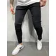 Retro solide Stretch zerrissene Röhrenjeans Männer Basic Biker Slim Fit elastische y2k Denim Cargo