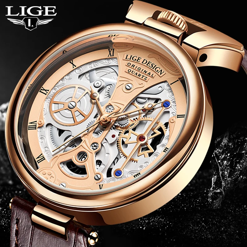 2025 LIGE Männer Uhren Top-marke Luxus Braun Leder Chronograph Sport Uhr Für Männer Mode Datum Wasserdichte Uhr Reloj Hombre Image