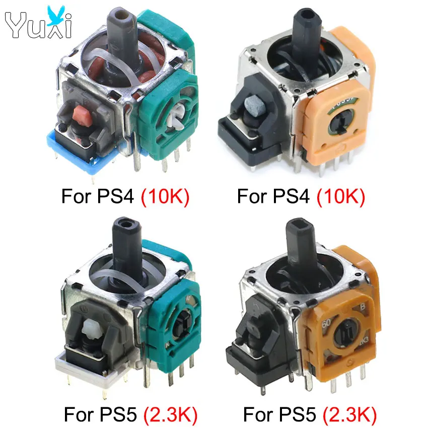 Yuxi 2 stücke für ps4 pro slim controller 3d analoge daumen sticks sensor modul ersatz für ps5 thumbs tick joystick kappen Image