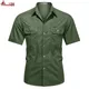 Sommer Streetwear Herren Knopf reine Baumwolle Militär Polo Kleid Hemd Männer Kurzarm Business
