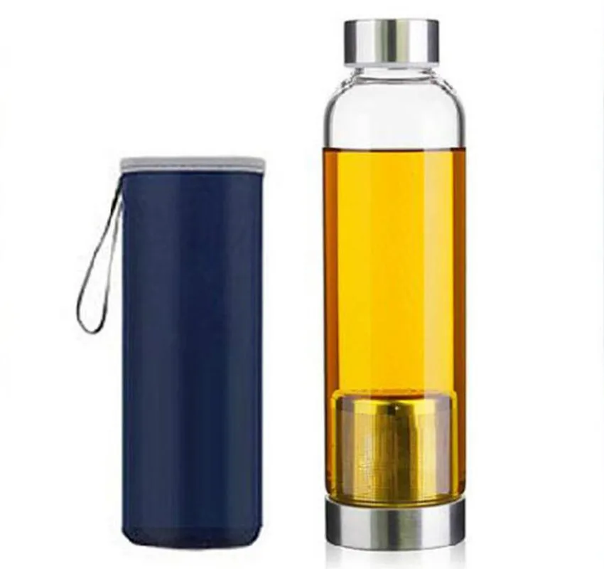 420/550ML My Sport Tragbare Echt Borosilikatglas Tasse Wasser Flasche filter Tee Reise Becher Mit Griff Flasche Infuser Image